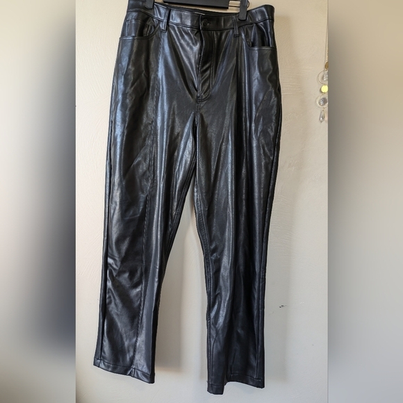 ABERCROMBIE & FITCH Vegan Leather Pants,  90s Straight High-Rise, Size 16 - Picture 8 of 11